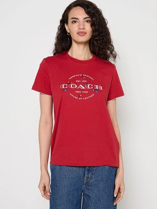 Zdjęcie produktu T-shirt z nadrukiem Coach czerwony