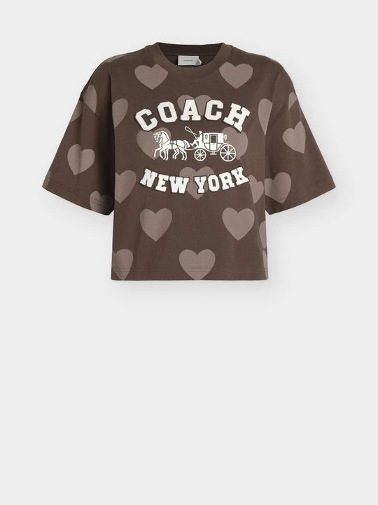 Zdjęcie produktu T-shirt z nadrukiem Coach brązowy