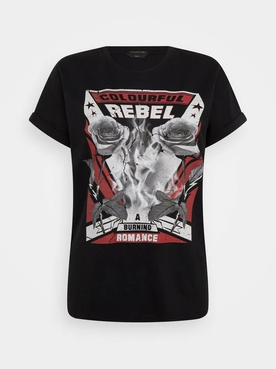 Zdjęcie produktu T-shirt z nadrukiem Colourful Rebel czarny