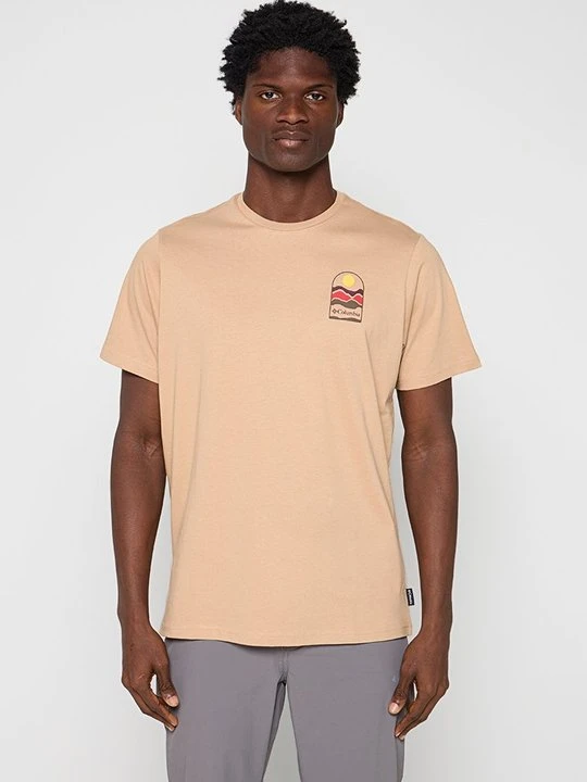 Zdjęcie produktu T-shirt z nadrukiem Columbia ciemnobrązowy melanż
