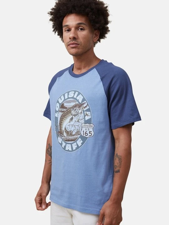Zdjęcie produktu T-shirt z nadrukiem Cotton On niebieski