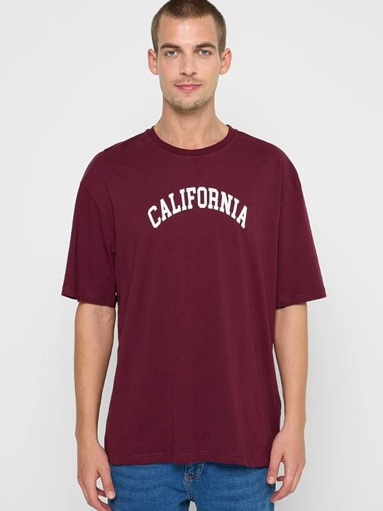 Zdjęcie produktu T-shirt z nadrukiem DeFacto bordowy