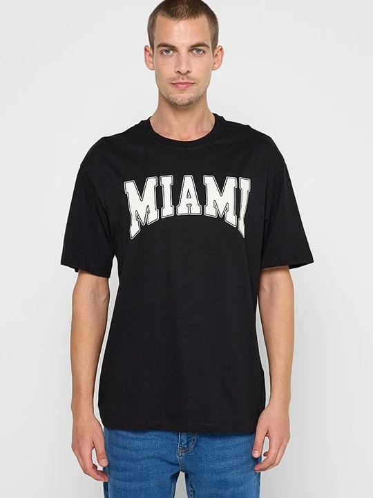 Zdjęcie produktu T-shirt z nadrukiem DeFacto czarny
