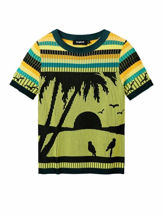 Zdjęcie produktu T-shirt z nadrukiem Desigual żółty