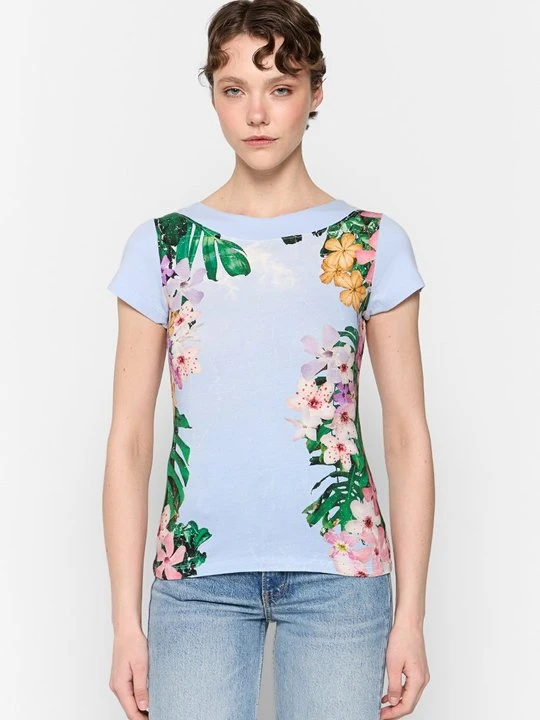 Zdjęcie produktu T-shirt z nadrukiem Desigual jasnoniebieski