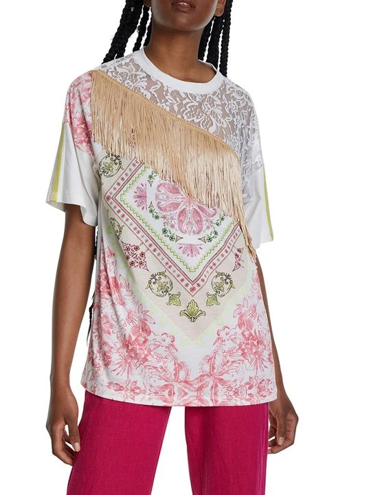 Zdjęcie produktu T-shirt z nadrukiem Desigual mleczny