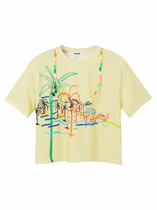 Zdjęcie produktu T-shirt z nadrukiem Desigual żółty