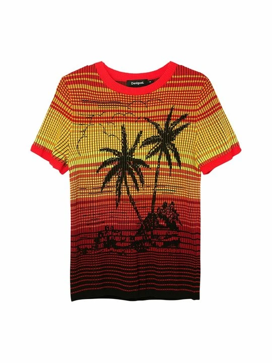 Zdjęcie produktu T-shirt z nadrukiem Desigual pomarańczowy