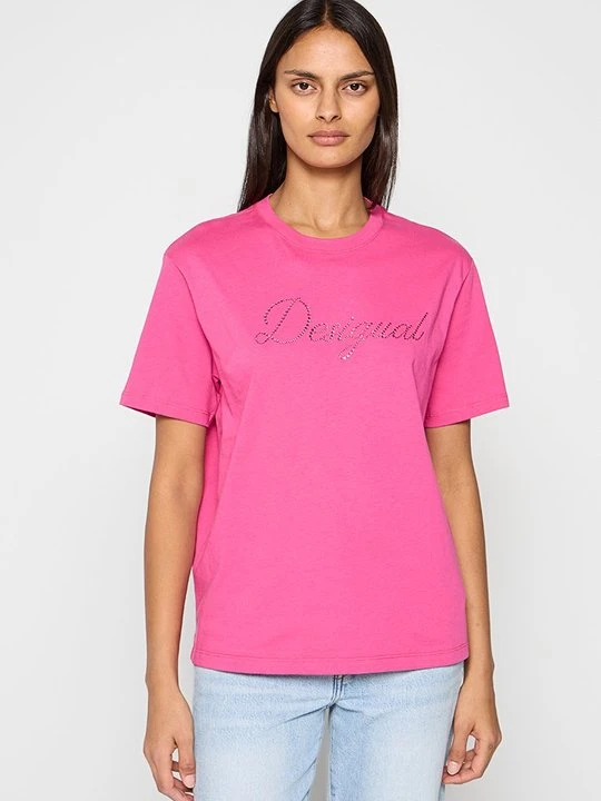 Zdjęcie produktu T-shirt z nadrukiem Desigual różowy