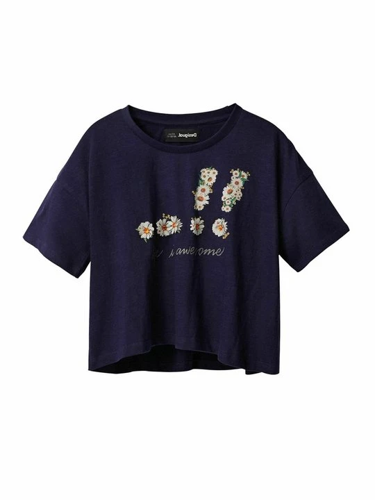 Zdjęcie produktu T-shirt z nadrukiem Desigual niebieski