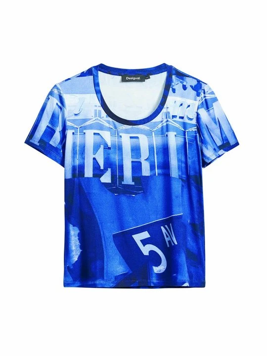 Zdjęcie produktu T-shirt z nadrukiem Desigual niebieski