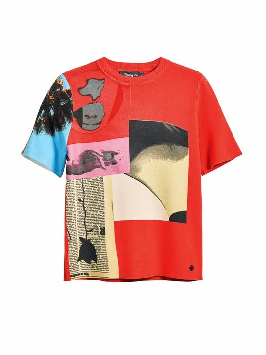 Zdjęcie produktu T-shirt z nadrukiem Desigual czerwony