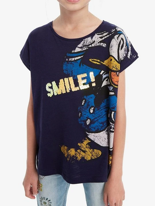 Zdjęcie produktu T-shirt z nadrukiem Desigual niebieski