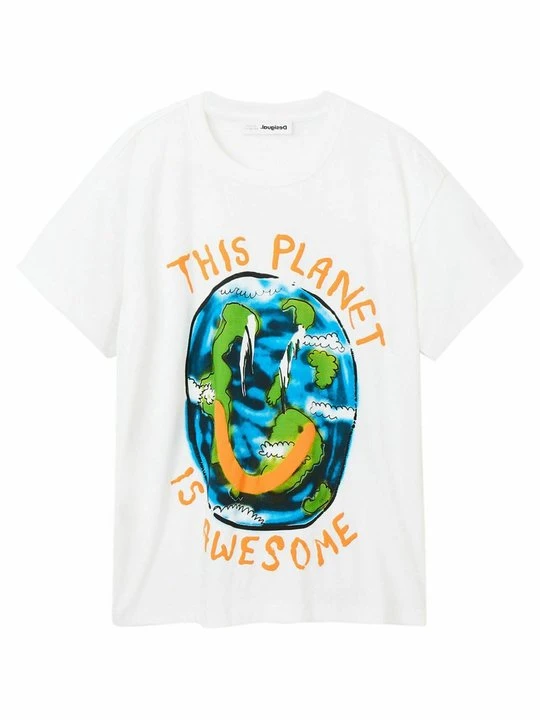 Zdjęcie produktu T-shirt z nadrukiem Desigual biały