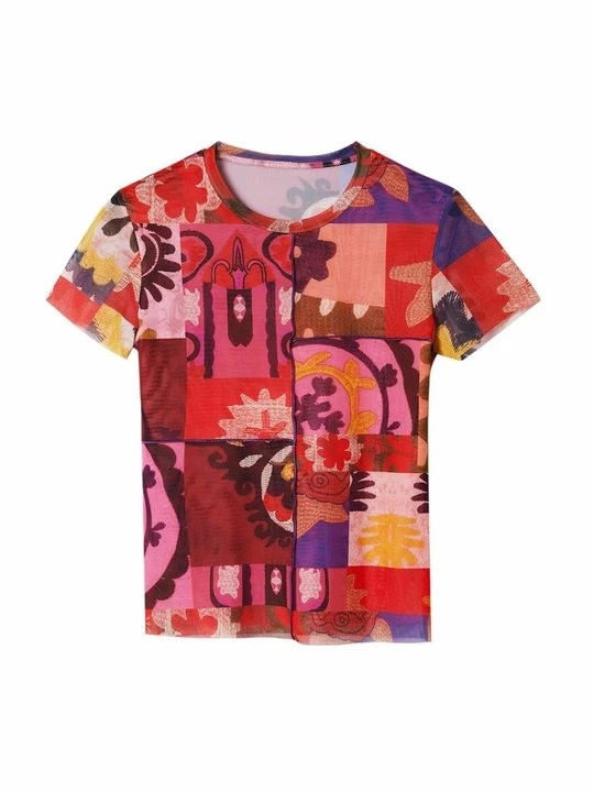 Zdjęcie produktu T-shirt z nadrukiem Desigual czerwony