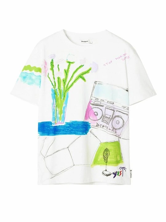 Zdjęcie produktu T-shirt z nadrukiem Desigual biały