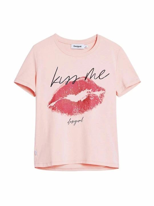 Zdjęcie produktu T-shirt z nadrukiem Desigual czerwony