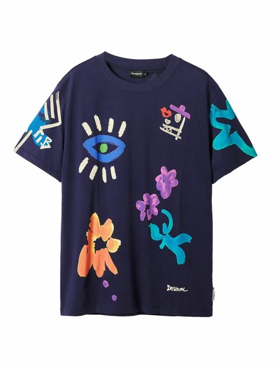 Zdjęcie produktu T-shirt z nadrukiem Desigual niebieski