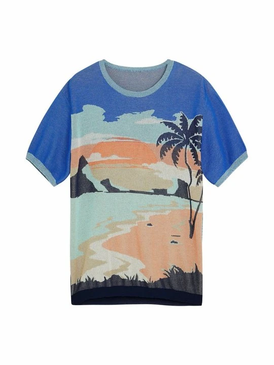 Zdjęcie produktu T-shirt z nadrukiem Desigual niebieski