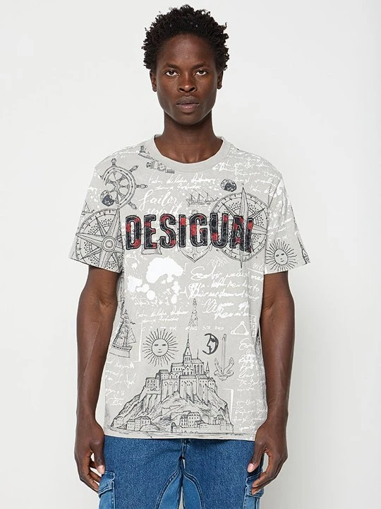 Zdjęcie produktu T-shirt z nadrukiem Desigual szary