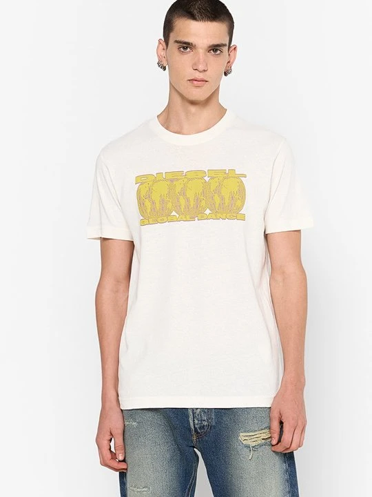 Zdjęcie produktu T-shirt z nadrukiem Diesel mleczny