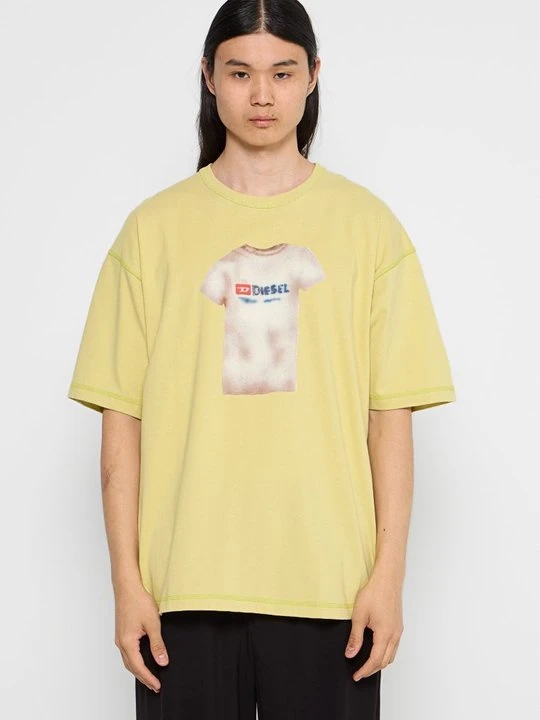 Zdjęcie produktu T-shirt z nadrukiem Diesel jasnożółty