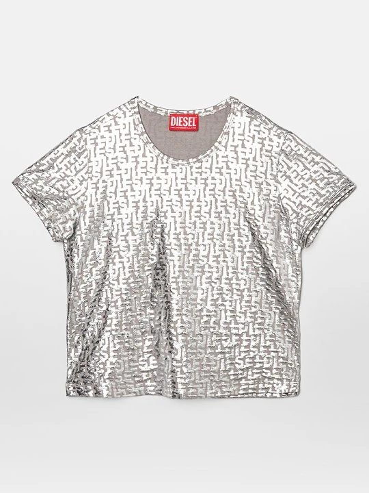 Zdjęcie produktu T-shirt z nadrukiem Diesel srebrny