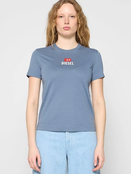 Zdjęcie produktu T-shirt z nadrukiem Diesel niebieski melanż