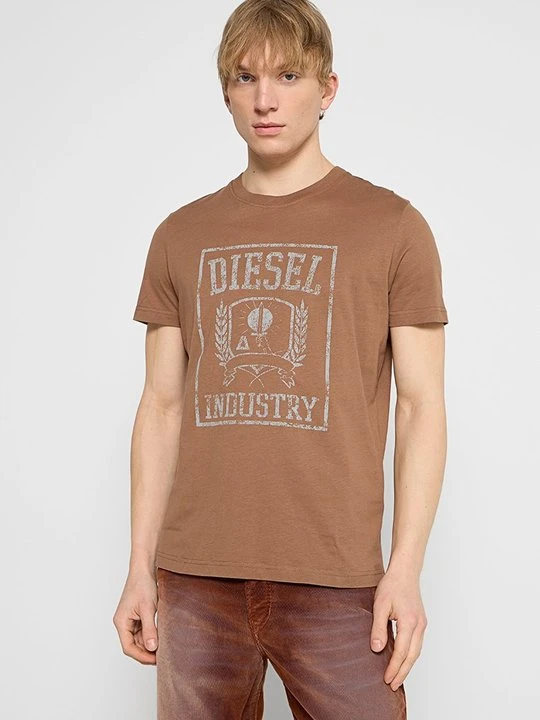 Zdjęcie produktu T-shirt z nadrukiem Diesel brązowy