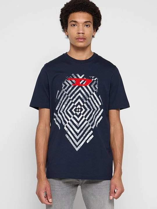 Zdjęcie produktu T-shirt z nadrukiem Diesel jasnoniebieski melanż
