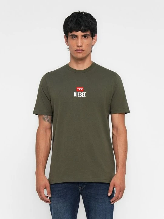 Zdjęcie produktu T-shirt z nadrukiem Diesel ciemnozielony