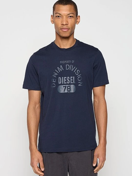 Zdjęcie produktu T-shirt z nadrukiem Diesel granatowy melanż