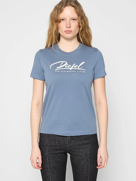 Zdjęcie produktu T-shirt z nadrukiem Diesel niebieski melanż