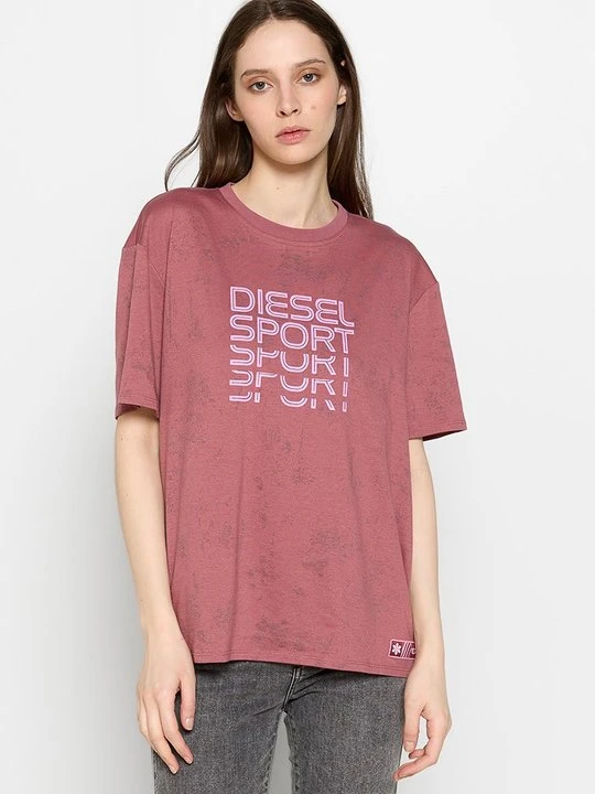 Zdjęcie produktu T-shirt z nadrukiem Diesel jagodowy