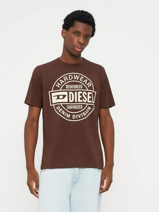 Zdjęcie produktu T-shirt z nadrukiem Diesel brązowy