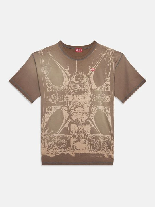 Zdjęcie produktu T-shirt z nadrukiem Diesel brązowy