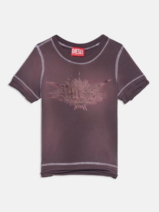 Zdjęcie produktu T-shirt z nadrukiem Diesel fioletowy