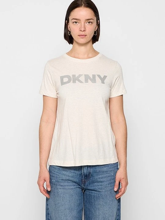 Zdjęcie produktu T-shirt z nadrukiem DKNY mleczny