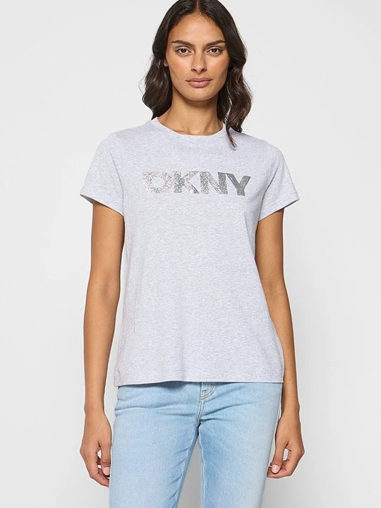 Zdjęcie produktu T-shirt z nadrukiem DKNY jasnoszary