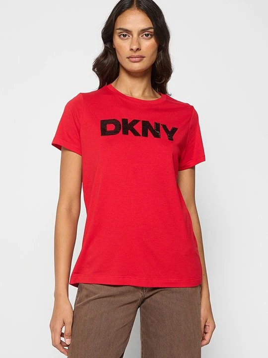 Zdjęcie produktu T-shirt z nadrukiem DKNY czerwony