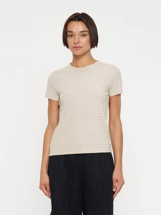 Zdjęcie produktu T-shirt z nadrukiem DKNY beżowy