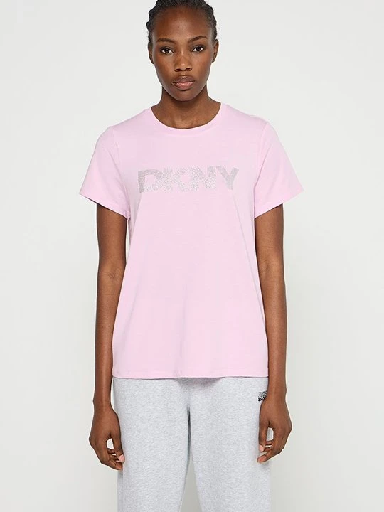 Zdjęcie produktu T-shirt z nadrukiem DKNY jasnoróżowy