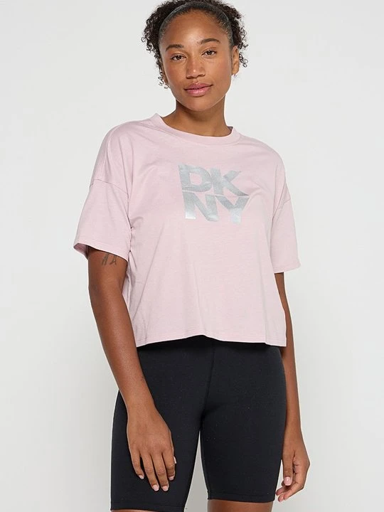 Zdjęcie produktu T-shirt z nadrukiem DKNY jasnoróżowy