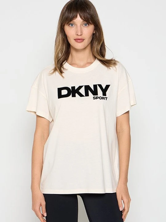 Zdjęcie produktu T-shirt z nadrukiem DKNY mleczny
