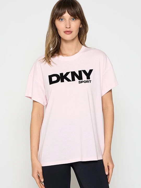 Zdjęcie produktu T-shirt z nadrukiem DKNY jasnoróżowy