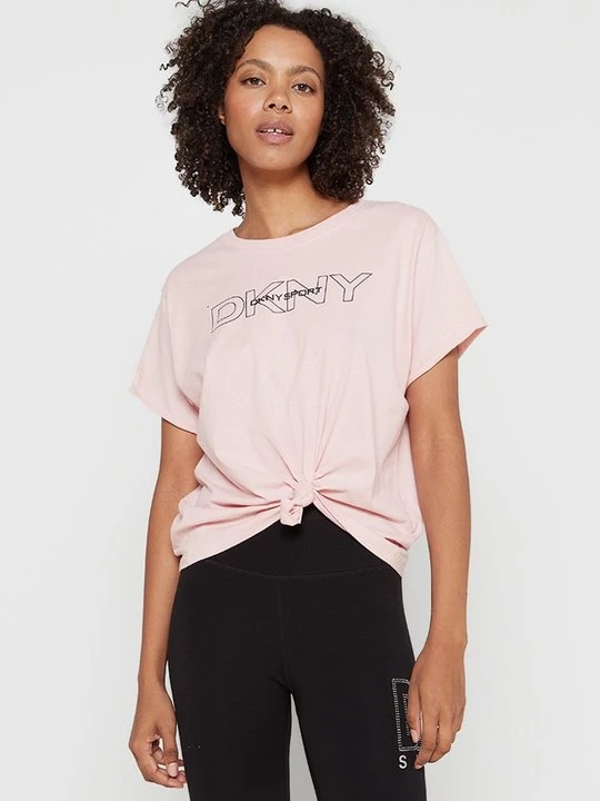 Zdjęcie produktu T-shirt z nadrukiem DKNY jasnoróżowy