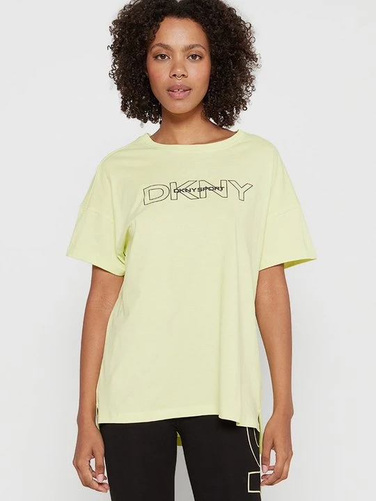 Zdjęcie produktu T-shirt z nadrukiem DKNY żółty