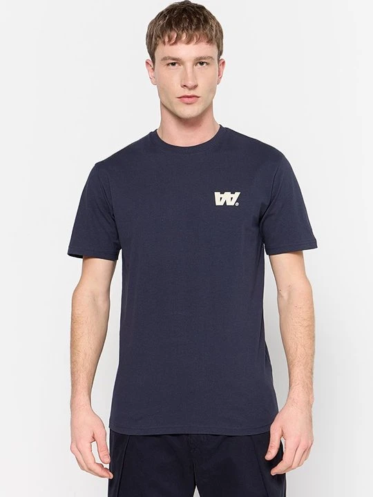 Zdjęcie produktu T-shirt z nadrukiem Double A By Wood Wood granatowy