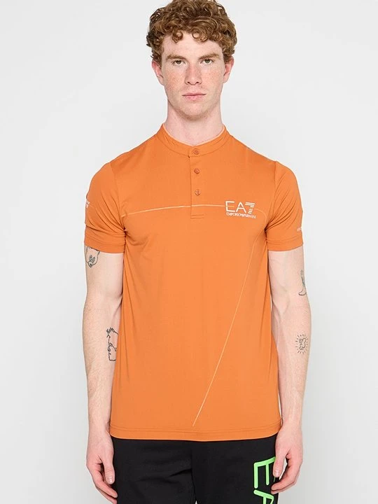 Zdjęcie produktu T-shirt z nadrukiem EA7 Emporio Armani pomarańczowy