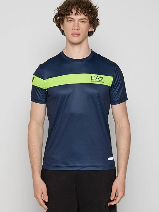 Zdjęcie produktu T-shirt z nadrukiem EA7 Emporio Armani niebieski